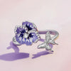BSR452-E Sterling Silver S925 White Gold Plated Zircon Pansy Ring