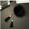 Fur Ball Brooch Chain Tassel Brooch For Women(Black)