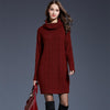 Autumn And Winter Knitwear Dresses Long Turtleneck Sweater For Women, Size: XXXL(Wine Red)