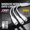 WK WDC-153 8 Pin + Type-C / USB-C + Micro USB 3 In 1 Fast Charging Data Cable, Length: 1.2m (Black)