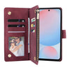 For Samsung Galaxy A56 5G Multifunctional Frosted Zipper Wallet Leather Phone Case(Wine Red)