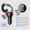 BW15 110W 3 in 1 Charging Cable & Dual USB Port Car Charger (Silver)
