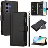 For Samsung Galaxy S25 / S24 5G Magnetic Closure Nine Card Slots Zipper Leather Case with Hand Strap(Black)