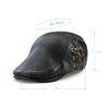 12968 Perforated Strap Design Outdoor All-Match PU Leather Peaked Cap Berets, Size:One Size(Light Coffee)