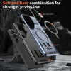 For Samsung Galaxy S24 5G Shield Hollow Frame Holder MagSafe Phone Case(Navy Blue)