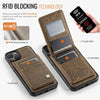 For iPhone 15 Plus AutSpace A12 MagSafe Magnetic RFID Card Bag Phone Case(Coffee)