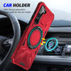 For Samsung Galaxy S25 5G MagSafe Magnetic Shockproof Phone Case with Ring Holder(Red)