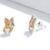S925 Sterling Silver Cute Corgi Ear Studs Women Earrings