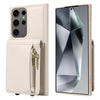 For Samsung Galaxy S25 Ultra 5G Crossbody Lanyard Zipper Wallet Leather Phone Case(Beige)