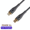 PD30W USB-C / Type-C to 8 Pin Transparent 3A Fast Charging Data Cable, Length: 1m(Grey)
