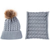 Knitted Warm Round Machine Cap Protects Ear Bonnet Baby  Winter Hats Caps + Scarf Suits(Grey)