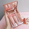 5pcs/Set Medium Portable Makeup Brush Set With Mirror Mini Multifunctional Makeup Brush(Rose Red)