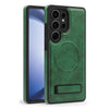 For Samsung Galaxy S24 Ultra 5G Multi-function Holder MagSafe PU Phone Case(Green)