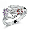 Tricolor Flower Fashion Color Tail Diamond Ring(8)