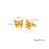 OPK GE942 1pair Vintage Temperament Stainless Steel Stereo Butterfly Earrings(Gold)
