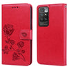 For Xiaomi Redmi 10 Rose Embossed Horizontal Flip PU Leather Case with Holder & Card Slots & Wallet(Red)