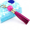 LS02 Cowhide Tassel Keychain Car Hanging Bag Pendant (Rose Red)
