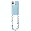 For iPhone 12 Dopamine Card Slot Phone Case with Lanyard(Blue)