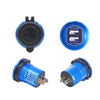 Metal Double USB Car Charger 5V 4.8A Aluminum Alloy Car Charger(Blue Shell Blue Light With Terminal)