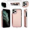 For iPhone 11 Pro Double Flap Zipper RFID Leather Phone Case with Short Lanyard(Rose Gold)