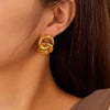 OPK GE910 1pair Simple Geometric Looped Temperament Stud Earrings Vintage Stainless Steel Earrings