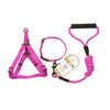 Dog Collar, Harness & Leash Set - Magenta - M (15kg, 43-67cm Chest)