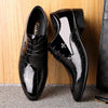 Men Pointed Glossy Crocodile Texture Leather Shoes, Shoe Size:43(Black)