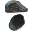 12968 Perforated Strap Design Outdoor All-Match PU Leather Peaked Cap Berets, Size:One Size(Light Coffee)