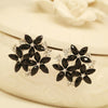 Fashion Zircon Rhinestone 3 Flower Stud Earrings for Women Jewelry, Metal Color:black