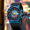 SANDA 3137 TPU Strap Luminous Waterproof Dual Display Electronic Watch(Black Gold)