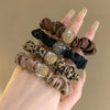 Hair High Elastic Rubber Band Rhinestone Rope Hair Ring Hair Accessories(Leopard)
