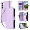 For Samsung Galaxy S24 5G Nine-card Slots Zipper Wallet Bag Leather Phone Case(Purple)