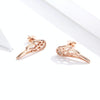 Sterling Silver Wing Earrings Simple S925 Silver Stud Earrings, Color:Rose Gold