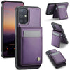 For Samsung Galaxy A51 4G JEEHOOD J06 British Style RFID MagSafe Card Bag PU Phone Case(Purple)