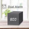 Multicolor Sounds Control Wooden Clock Modern Digital LED Desk Alarm Clock Thermometer Timer White Green