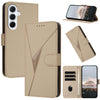 For Samsung Galaxy A26 5G Triangle Pattern Buckle Clasp Leather Phone Case(Gold)