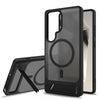 For Samsung Galaxy S23 Ultra 5G Frosted Holder PC Hybrid TPU MagSafe Phone Case(Black)