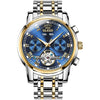 OLEVS 6607 Multi-function Men Big Flywheel Automatic Waterproof Mechanical Watch(Silver Gold Blue)