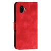 For Samsung Galaxy XCover7 Pro Grid Butterfly Embossed Pattern Leather Phone Case with Lanyard(Red)