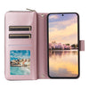 For Samsung Galaxy A55 Nine-card Slots Zipper Wallet Bag Leather Phone Case(Rose Gold)