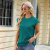 Ladies Summer Round Neck Loose Short Sleeve T-Shirt, Size: XL(Peacock Blue)