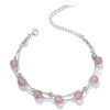 925 Sterling Silver Bracelet Women Crystal Bracelet Natural Beads Double-Layers Jewelry, Style:Strawberry Crystal