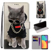 For Alcatel 1L (2021) Coloured Drawing Cross Texture Horizontal Flip PU Leather Case with Holder & Card Slots & Wallet & Lanyard(Golden Chain Grey Cat)