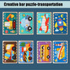QBT01 Children Double-Sided Wooden Puzzle Bar Puzzle Toy(School Bus + Ship)