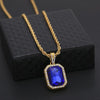Hip Hop Mini Rhinestone Colorful Pendant Twist Necklace for Men(Gold and Blue)
