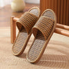 Linen Slippers Summer Couple Home Indoor Floor Rattan Grass Non-Slip Slippers, Size: 42-43(Yellow Grass)