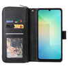 For Samsung Galaxy A06 4G 9-Card Slots Zipper Wallet Bag Leather Phone Case(Black)