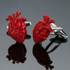Men Shirts Enamel Lacquered Cufflinks, Color: Red Heart