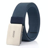 AWMN Men Nylon Canvas Cargo Jeans Casual Buckle Belt, Length: 120cm(Silver Buckle Royal Blue)