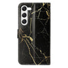 For Samsung Galaxy S25+ 5G Colored Drawing Marble Pattern Leather Phone Case(Black Gold Marble)